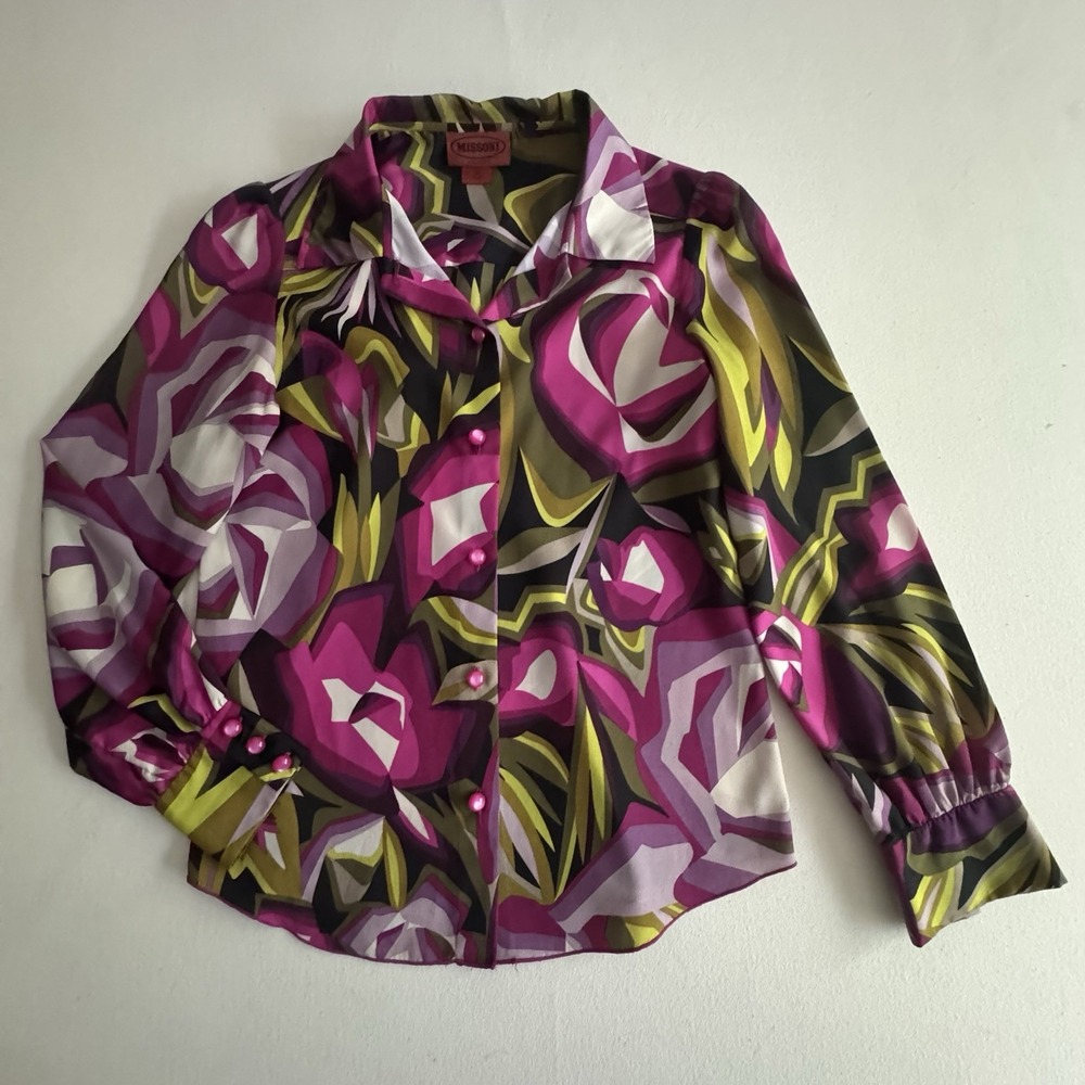 Missoni for Target Blouse Size XS Tropical Floral Button Down Mod Botanical